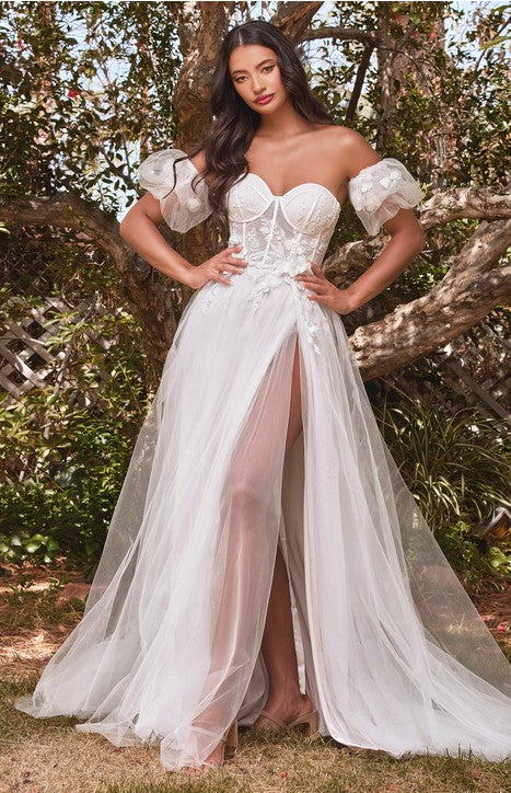 Vestido de novia floral con mangas desmontables - Kookay Vestidos