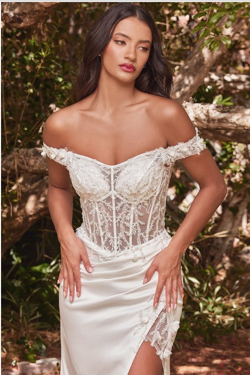 Vestido de novia con encaje y sin hombros - Kookay Vestidos