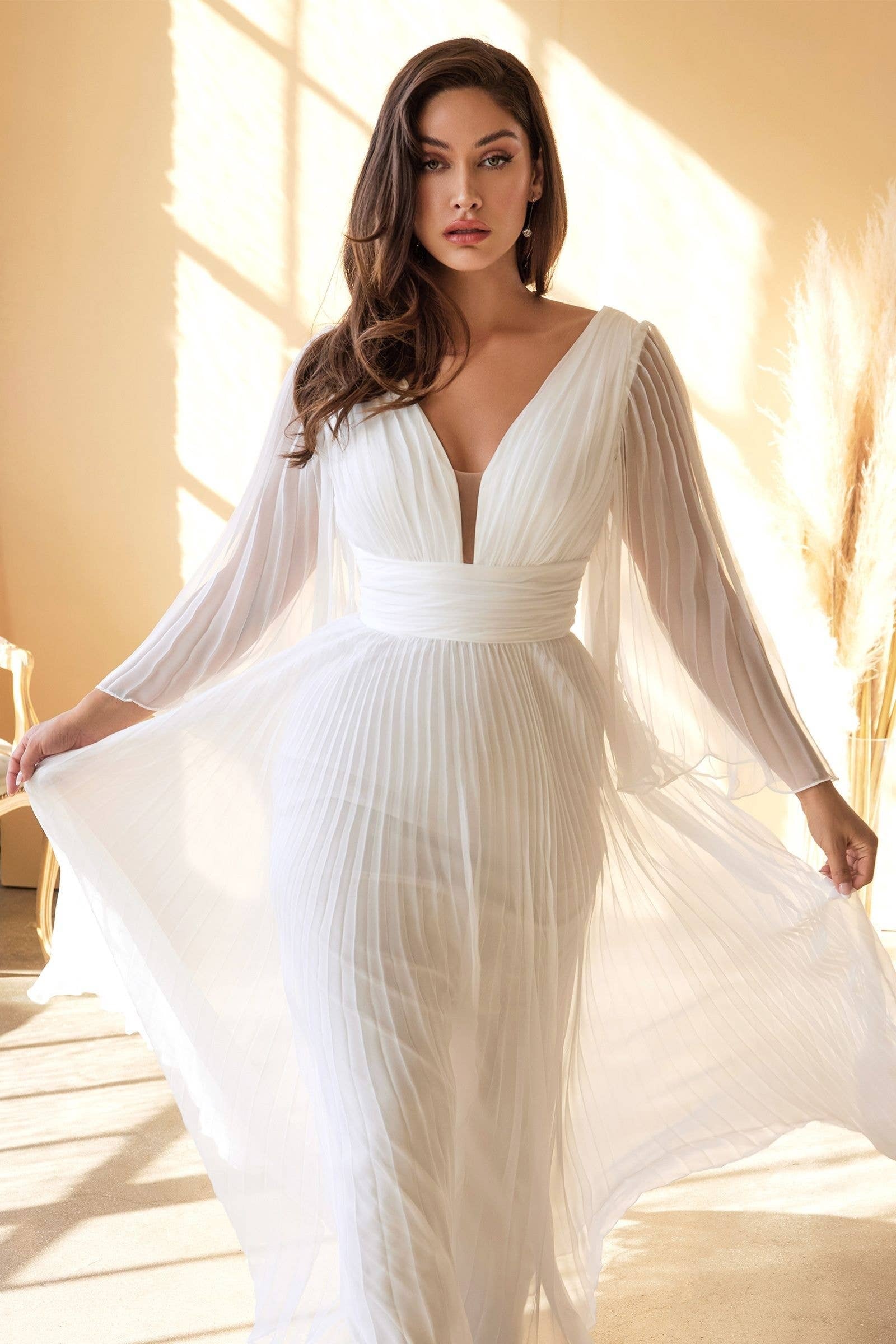 Vestido de Novia de chifón plisado. - Kookay Vestidos