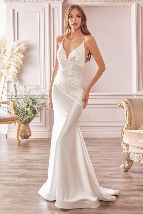 Vestido de Novia de satín elástico con espalda cruzada. - Kookay Vestidos